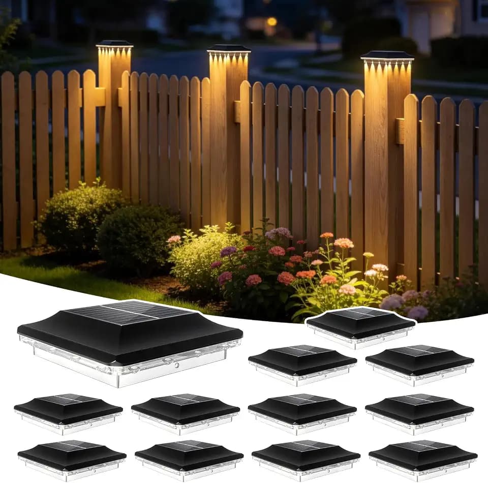4x4 Solar Post Cap Lights 12 Pack, 3 Modes 16LEDs Focused Downward Lighting