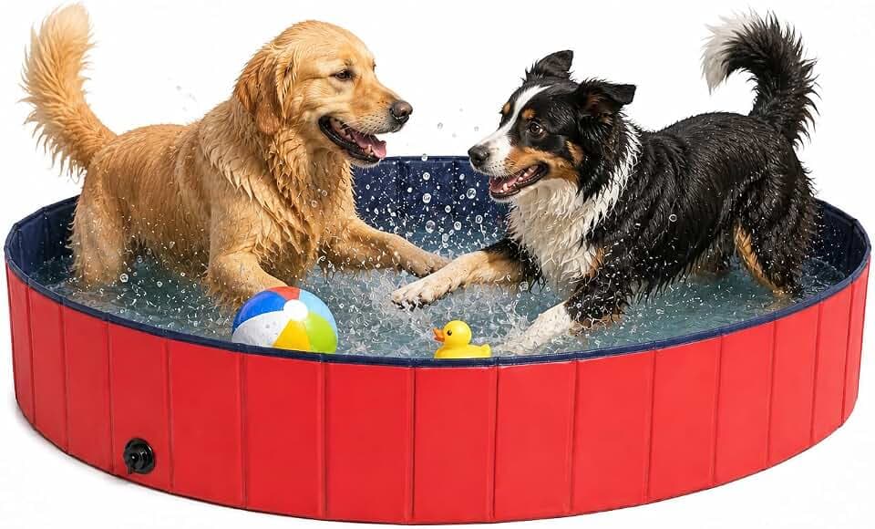 lionto Hundepool faltbar aus kratzfestem PVC-Material, Ø 120 cm, Höhe 30 cm