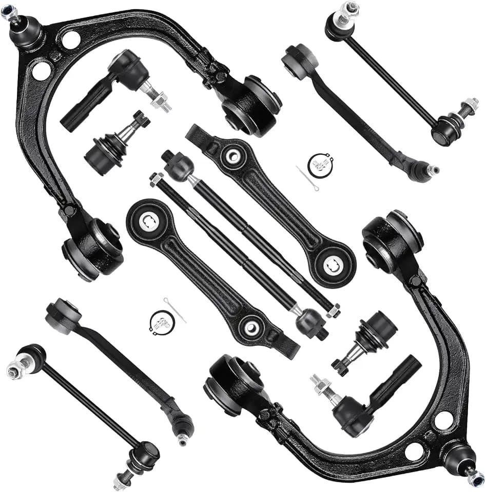 RWD Front Upper and Lower Control Arms w/Ball Joints for Chrysler 300 Dodge Challenger Charger 2011 2012 2013 2014 2015 2016 2017 Tie Rod End Suspension Kit K620177 K620178 K622225 K622224 14PCS