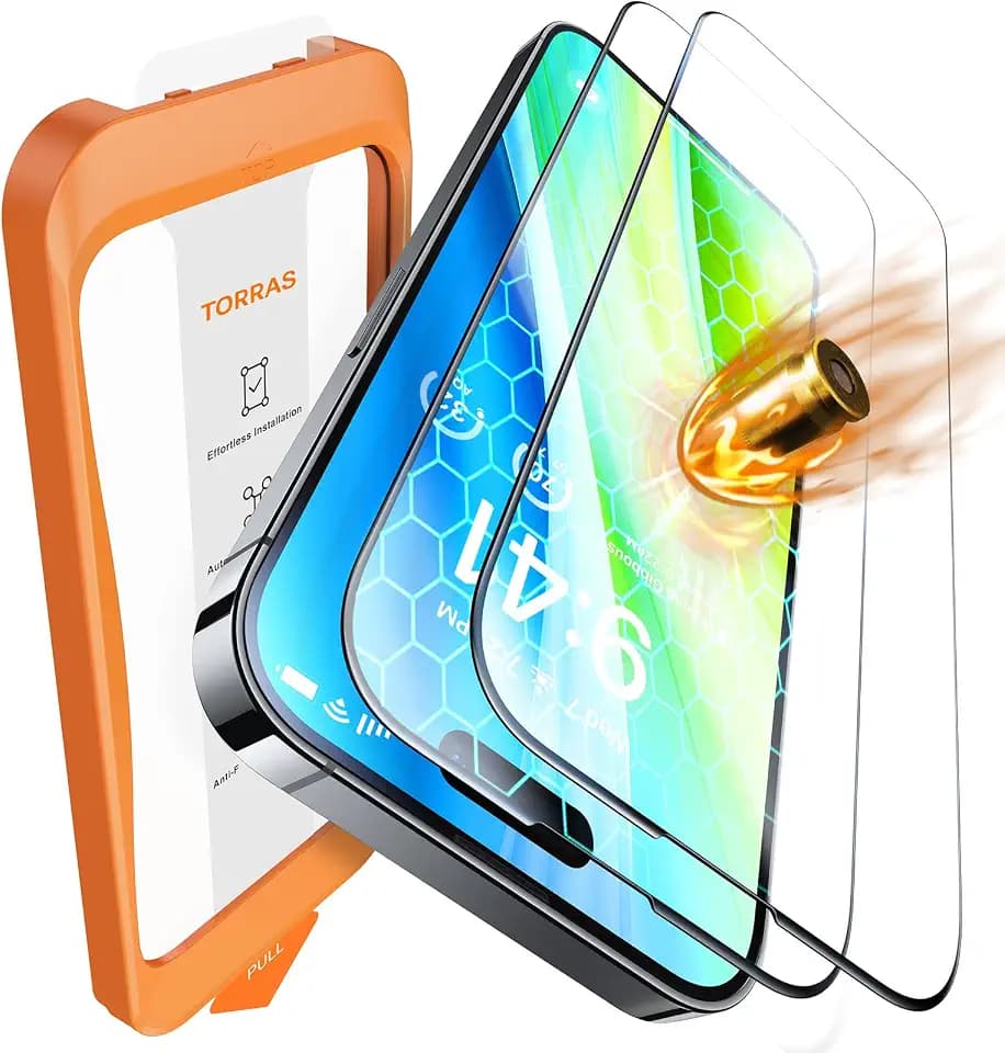 TORRAS für iPhone 16 für panzerglas Unzerstörbares bruchsicheres Schutzfolie iPhone 16 Schutzglas Dauerhaft 9H Folie [0 Staub, 0 Blasen], Kompatibel mit Hülle 2 Stück