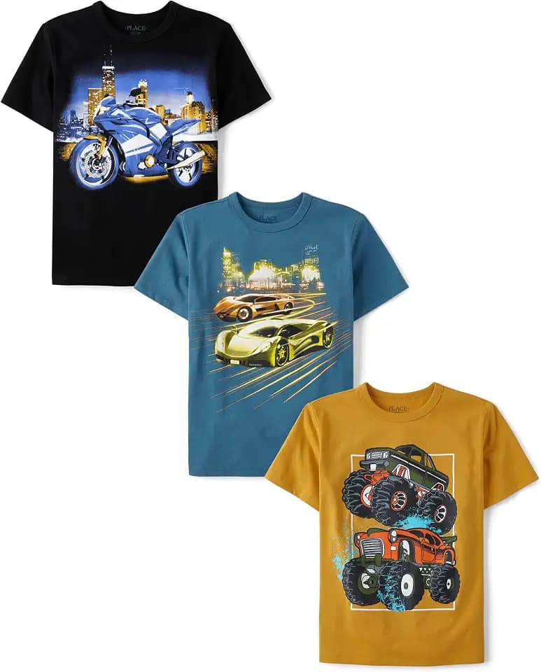 The Children's Place Boys Vehicle Short Sleeve Graphic T-Shirts,multipacks