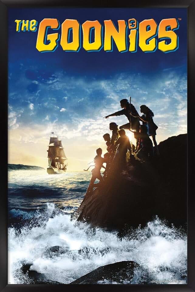 Trends International The Goonies - Ocean Key Art Wall Poster, 34L x 22.4W, Black Framed Version