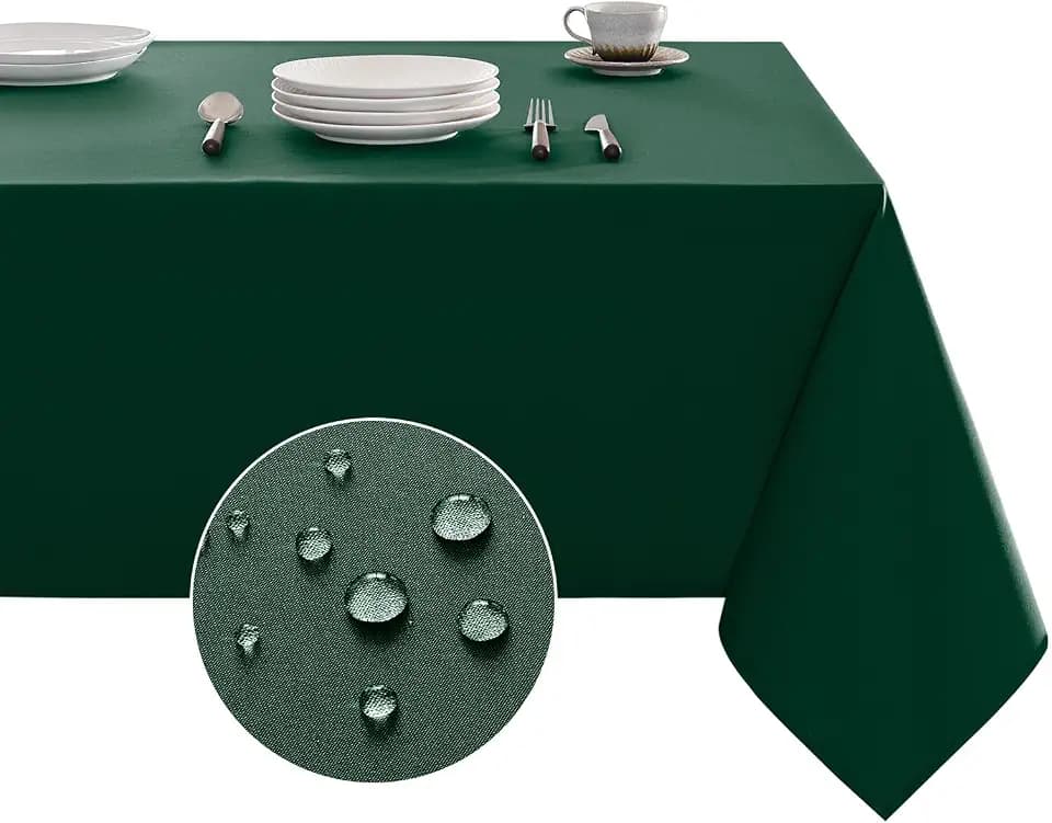 Veblandy Tablecloth Rectangle Waterproof Spill-Proof Wrinkle-Free Table Cloth Washable, Kitchen Dining Tabletop Decoration, Fabric Table Cover for Indoor and Outdoor Use, 60 x 84 Inch, Hunter Green