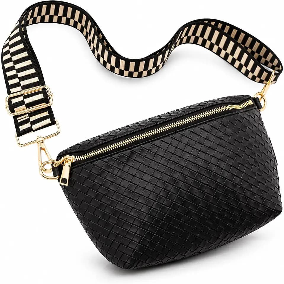 Modern Chic Woven Crossbody Bag for Women, Vegan Leather Sling Handbag