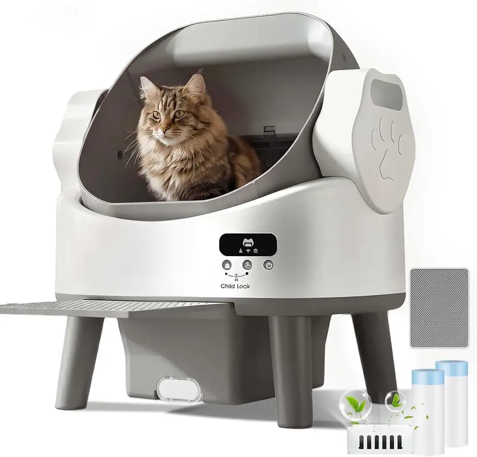 JUMMICO Selbstreinigende Katzentoilette, Automatisches Katzenklo für große Katzen bis 10kg, Elektrisches Katzentoilette mit Sicherheitsschutz & Geruchsbeseitigung,Ideal für Mehrkatzenhaushalte