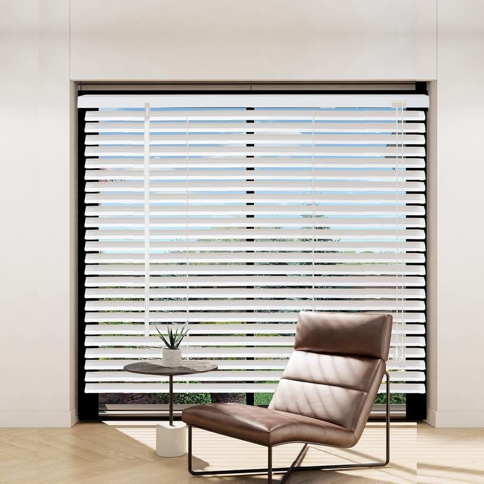 Aluminium Jalousie 105 x 220 cm, mit Klemmträgern, Jalousie ohne Bohren, Sichtschutz, Sonnenschutz, Aluminium Jalousie für Fenster und Türen, Weiße.