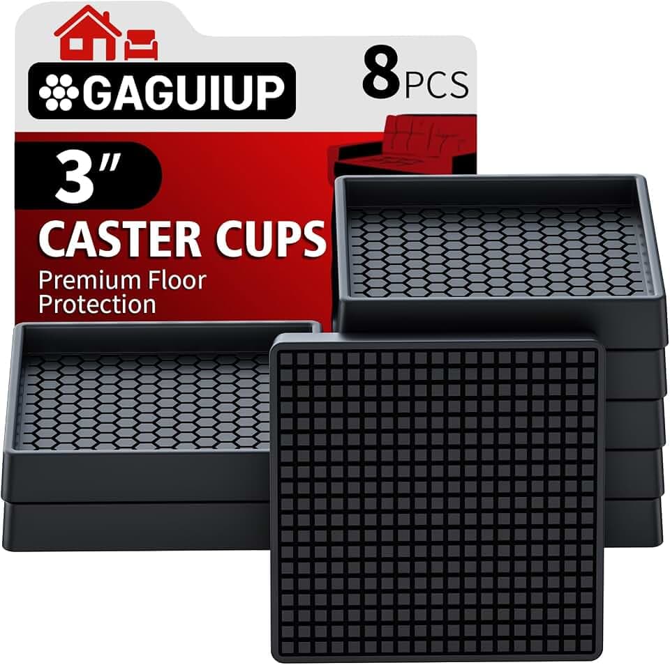 Non Slip Furniture Pads Square, 3" 8PCS Furniture Coasters for Wood Floors