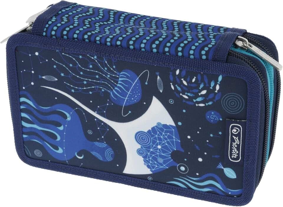 Herlitz 31-teiliges Etui TriCase, Deep Ocean, 1 Stück, Federmäppchen