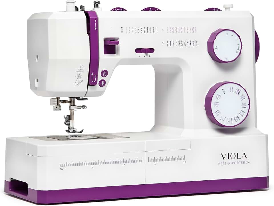 VIOLA Prêt-à-Porter Nähmaschine (Exklusive Edition) Nähmaschine mit 34 Nähprogramme, Servomotor, Nähmaschinen für dicke Stoffe, Jeans Jeans Nähen, Automatischer Einfädler