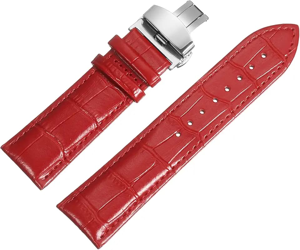 uxcell Multiple Sizes Leather Watch Band Quick Release Deployment Buckle Cowhide Watch Strap for Men and Women