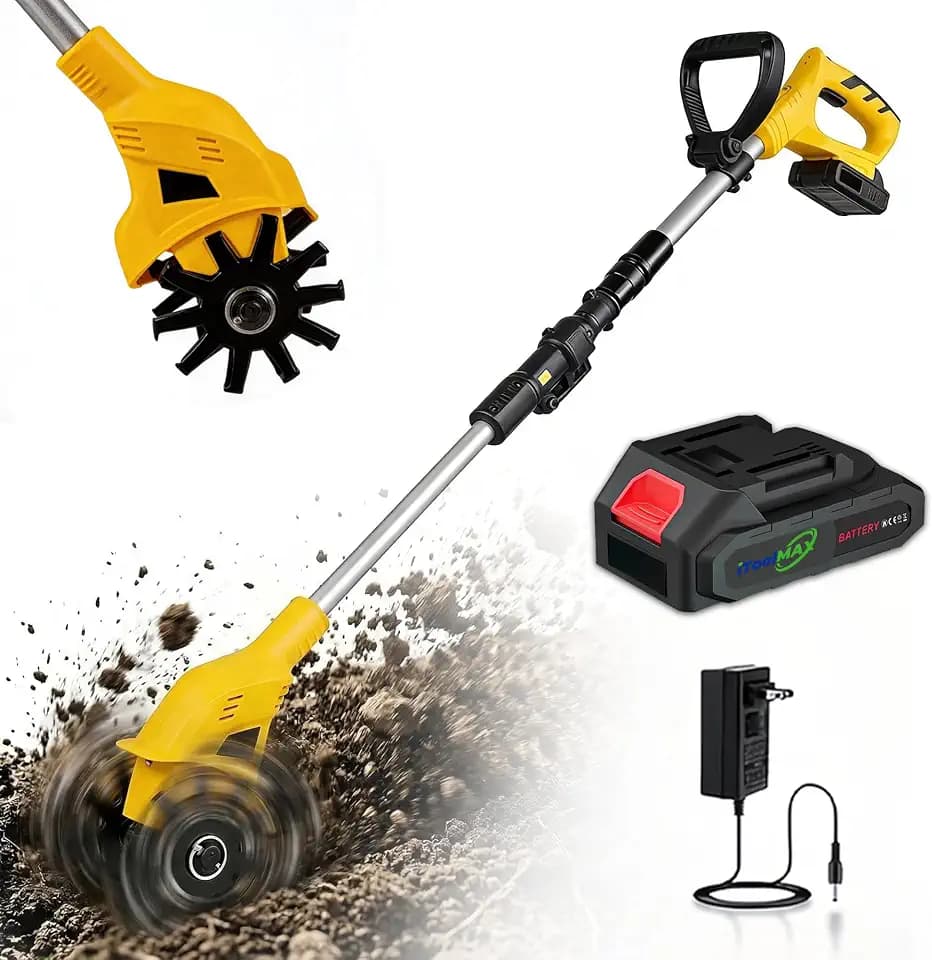 20V Mini Cordless Tiller for Gardening, 6 Lbs Ultra Lightweight Electric Garden Tiller for Women/Seniors, 6.3" Width & 4" Depth, Rototiller for Lawn/Soil Cultivation, Gardening Gifts for Parents