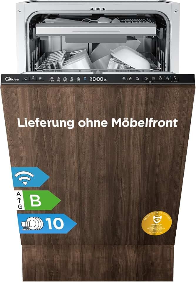 Midea Spülmaschine 45 cm Vollintegrierbar 10 Maßgedecke 42 dB Leise EEK B