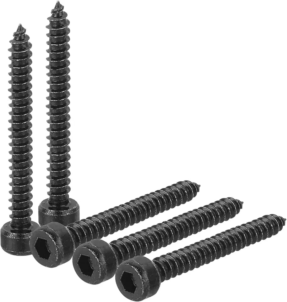 QUARKZMAN 150 Stück M4 Selbstschneidende Zylinderkopfschrauben, M4x35mm 304 Edelstahl, Sechskantkopf-Bohrschrauben, Innensechskant Zylinderkopfschrauben, Selbstschneidende Schraube - Schwarz