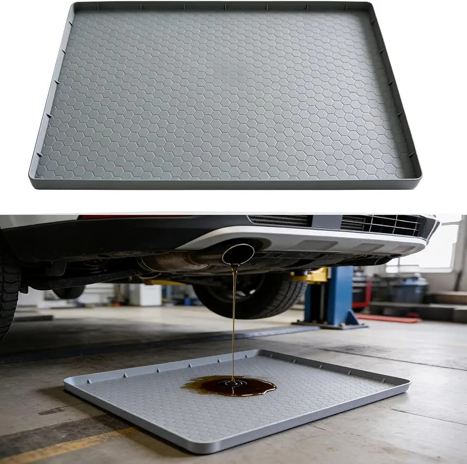 Oil Drip Pan 34'' x22'' Silicone Oil Drip Pan for Under Car
