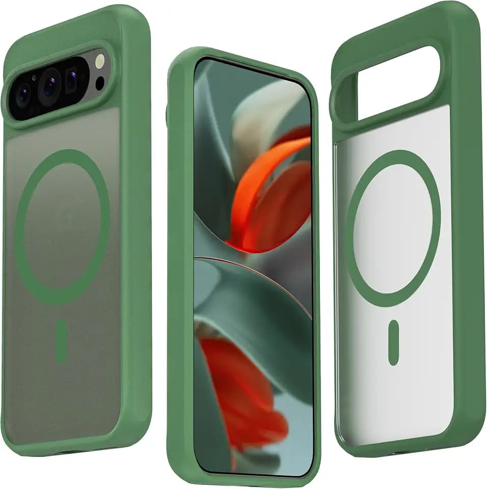 JIC AirGuard-Mag Series - for Pixel 9 Pro XL Case - The Strongest Magnetic Protective Phone Cover - [Built-in Magnets for Magsafe] - [Shockproof with Airbag Cushion] - Green