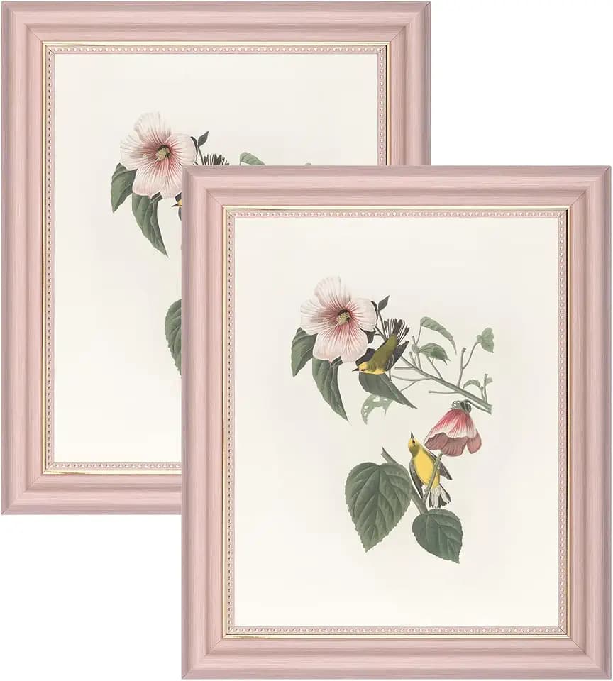 Bilderrahmen Vintage 20x25 2er Set, Retro Fotorahmen zum Aufhängen und Aufstellen, Shabby Chic Postkarten Rahmen für Den Schreibtisch, Picture Photo Frame for Wall (Rosa, 20 x 25 cm)
