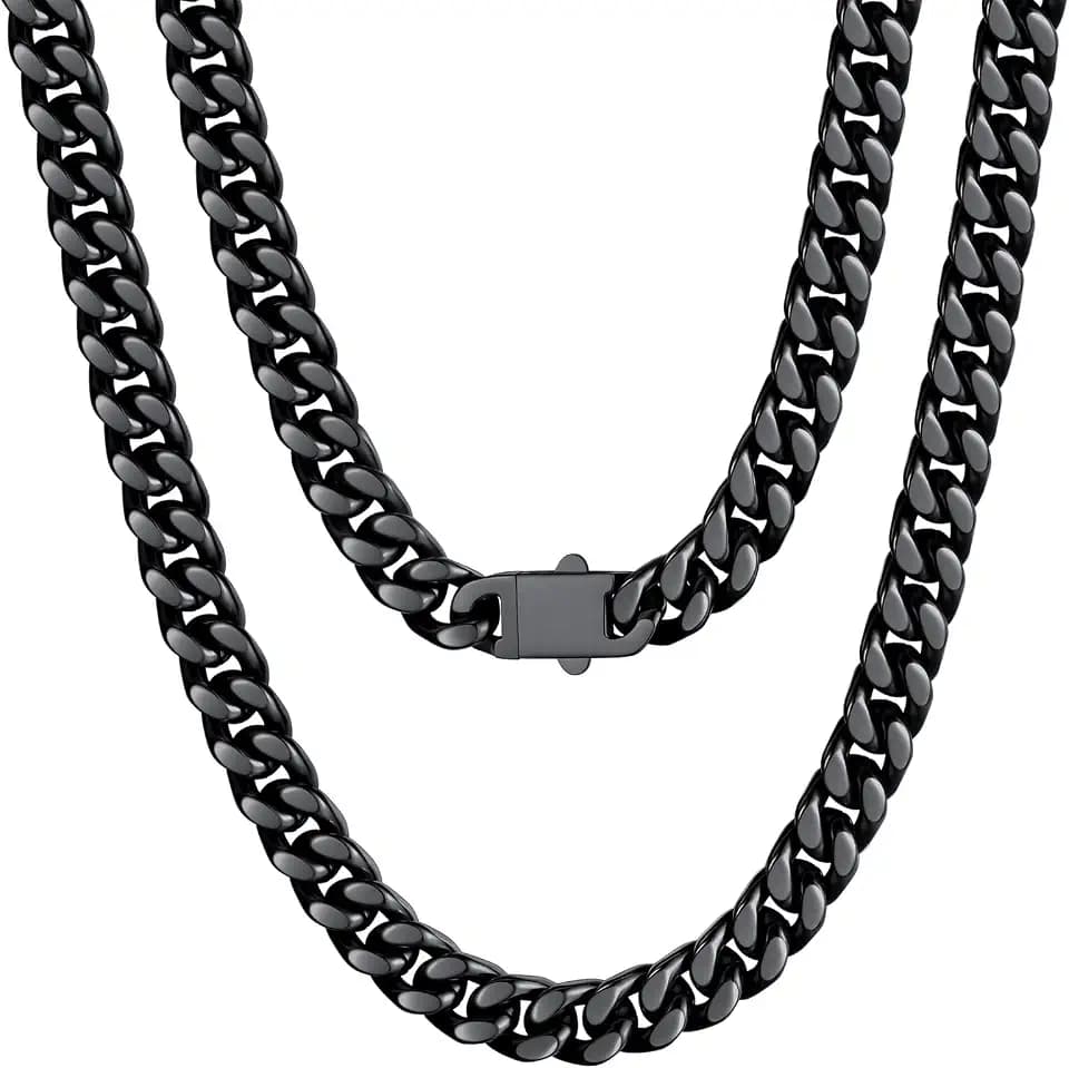 U7 Kette für Herren Damen Miami Panzerkette Edelstahl Halskette Schicke Kubanische Link Kette Schwer Gliederketten Hip Hop Halsschmuck Modeschmuck 5/7/9/12MM Breite Kettelänge 45-76CM wählbar