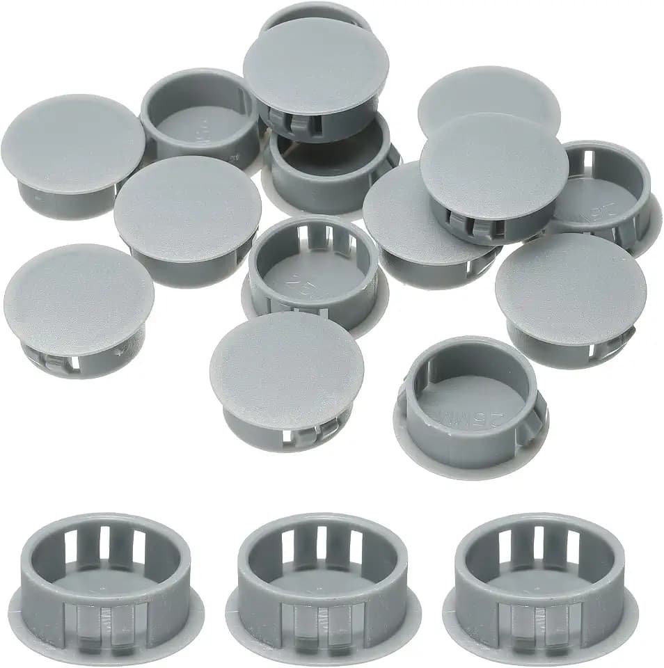 uxcell 15pcs Nylon Plastic Hole Plugs, 1"(25mm) Round Drill Screw Hole Plugs Covers Knockout Locking Plastic Plugs Insert End Caps for Kitchen Cabinet Furniture, Dark Gray