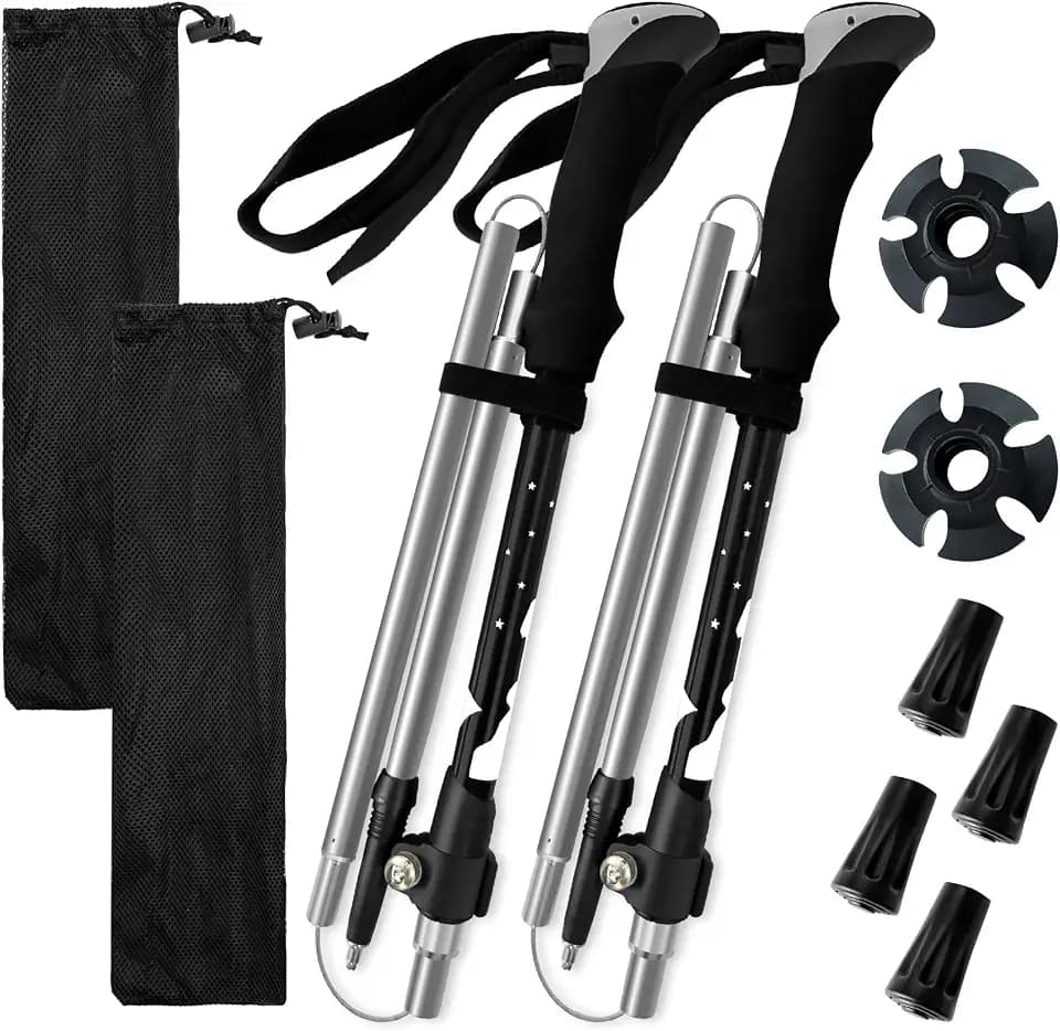 Collapsible Trekking Poles for Hiking - Lightweight Foldable Hiking Poles