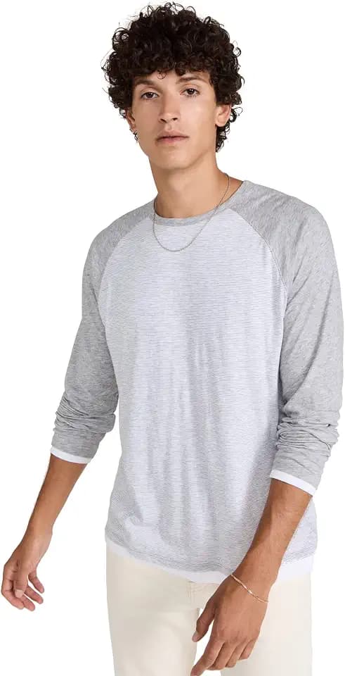 Vince Men's Dbl Layer Stripe Baseball Crew