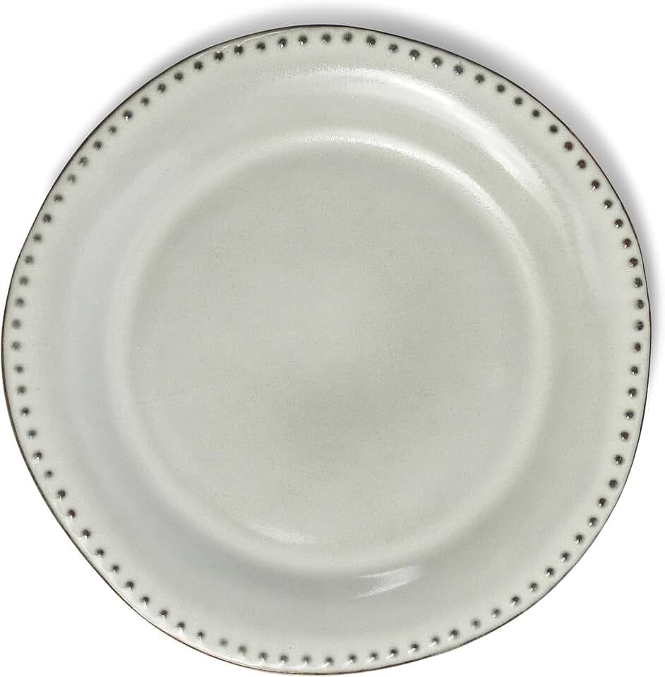 VIDI Verde Salatteller-Set in Perlweiß | 6-teiliges Keramik-Geschirrset für 6 Personen | Asymmetrisches Design, Ø 21 cm | Ofen-, mikrowellen- und spülmaschinengeeignet
