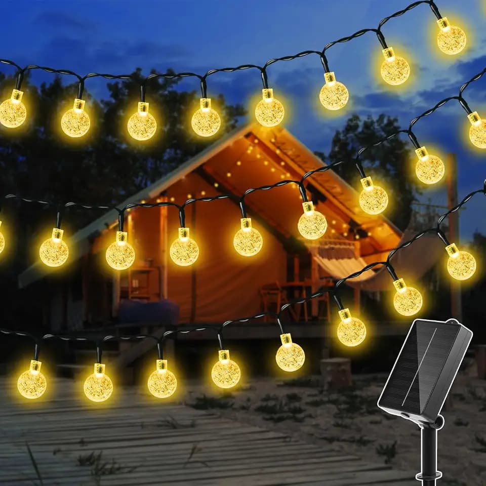 Ollny Solar Lichterkette Aussen wetterfest 5M 30 LED Outdoor Warmweiß