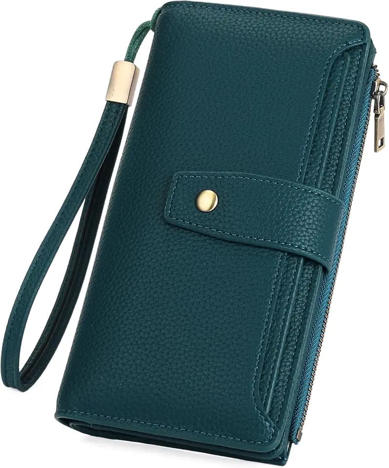 GAEKEAO Womens Wallet RFID Blocking Large Capacity Vegan Leather Card Holder Wristlet Clutch with 32 Card Slots 4 ID Windows