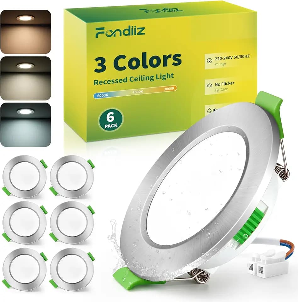 Fondiiz LED Einbaustrahler 230V 55mm-68mm Lochmaß, 3.5W 340LM 3CCT, 6er Set