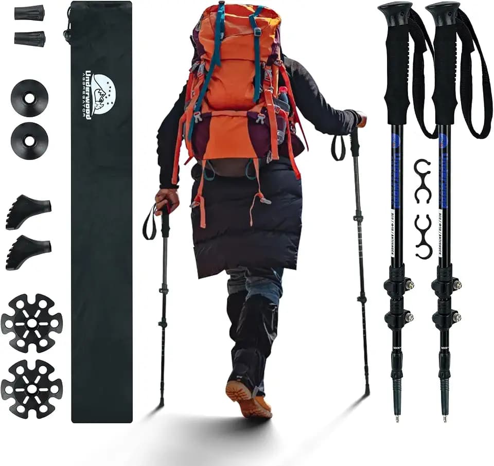 Nordic Walking Stick für Damen und Herren, Teleskop 2 Stück Wanderstöcke für Trekking, Aluminium Wanderstock, 60-135 cm Trekkingstöcke für Kinder, Adult, Verstellbar Wanderstöcke