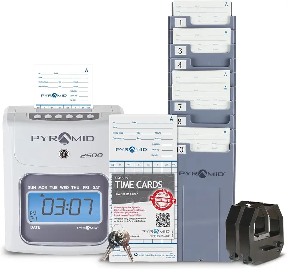 Pyramid Time Systems 2500 Auto-Aligning Time Clock Bundle [2500K1]