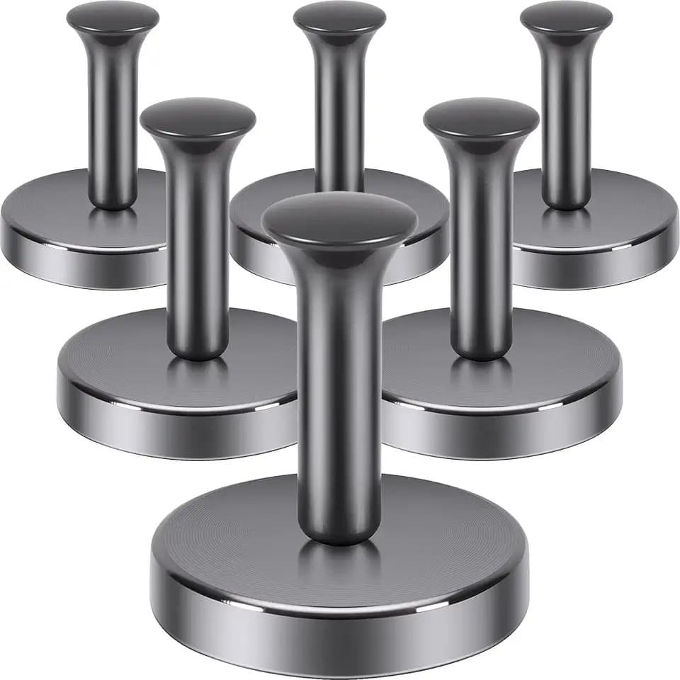 Neosmuk Magnetischer Kleiderhaken,77kg starke, Extra Schwere Magnet-Haken, Magnetischer Kranzaufhänger/-Halter für Metalldtüren, Handtasche, Handtuch, Strumpf, Kreuzfahrtkajüte, Schwarzgrau, 6er-Pack