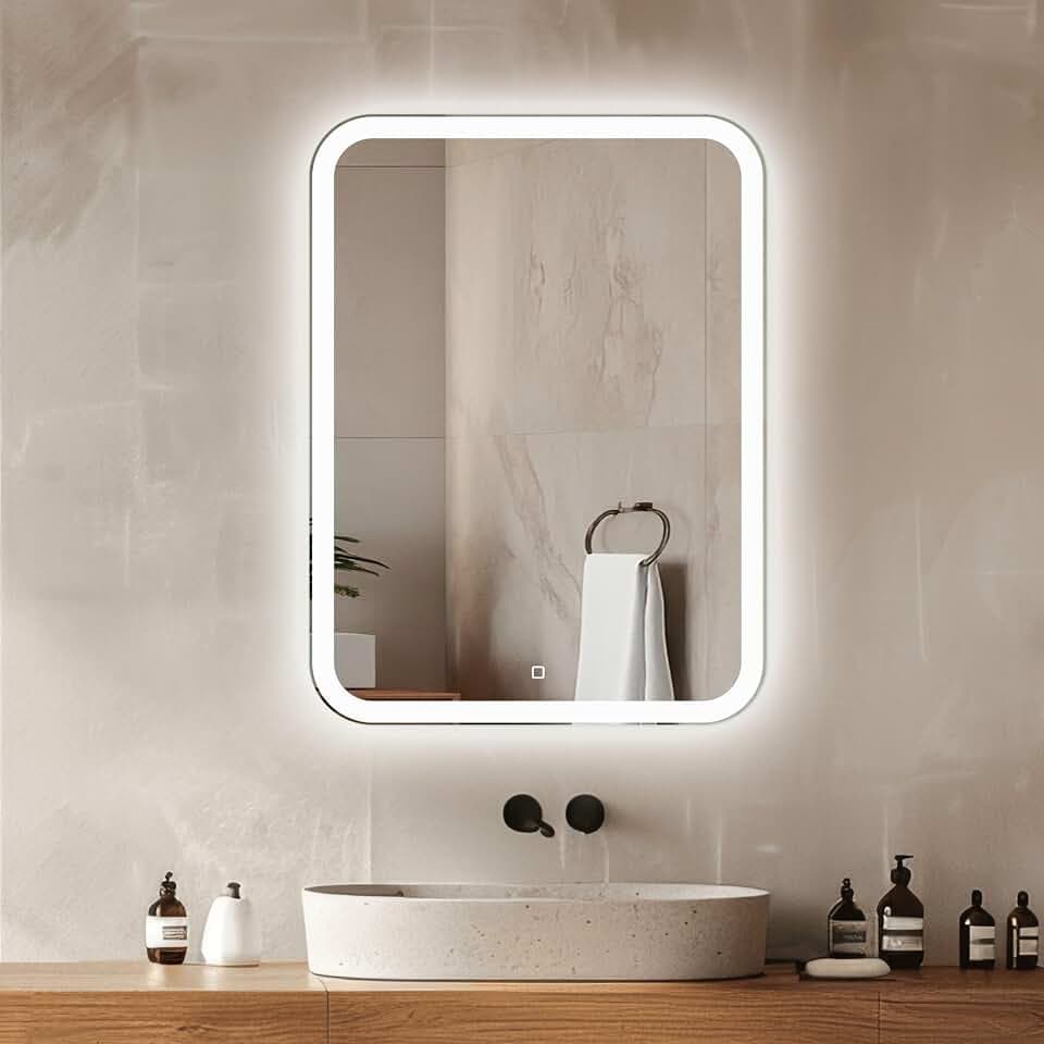 Venti Rechteckiger LED Badspiegel 50 × 70 cm, Frontbeleuchtung