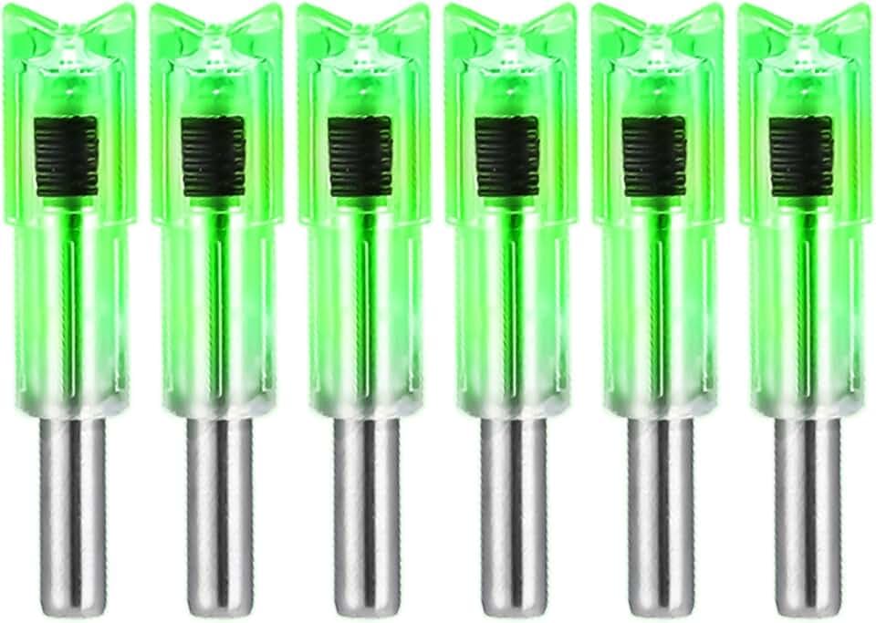 DEEPOWER Lighted Nocks for Crossbow Bolts 6-Pack Arrow Nocks for .300"/7.62mm Inside Diameter with ON/Off Switch Archery Nocks for Archery Hunting