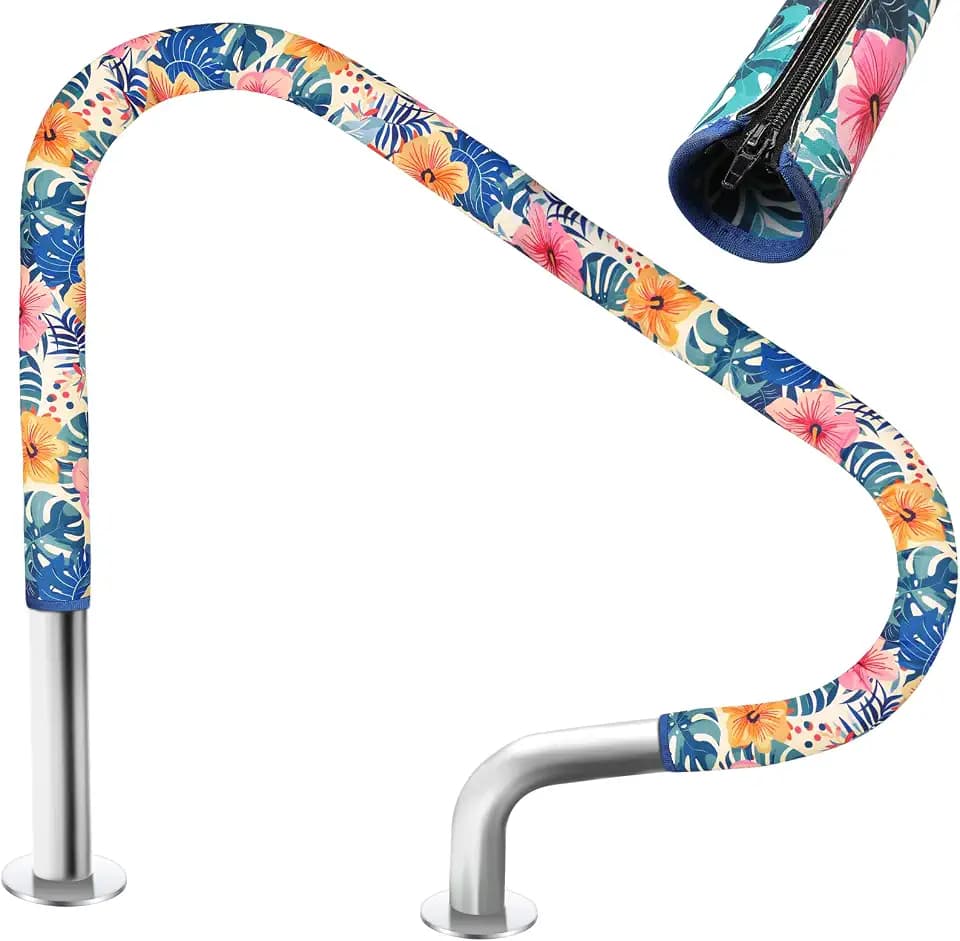 Junkin 6 Ft Pool Handrail Cover Slip Resistant Hibiscus Flowers Rail Grip