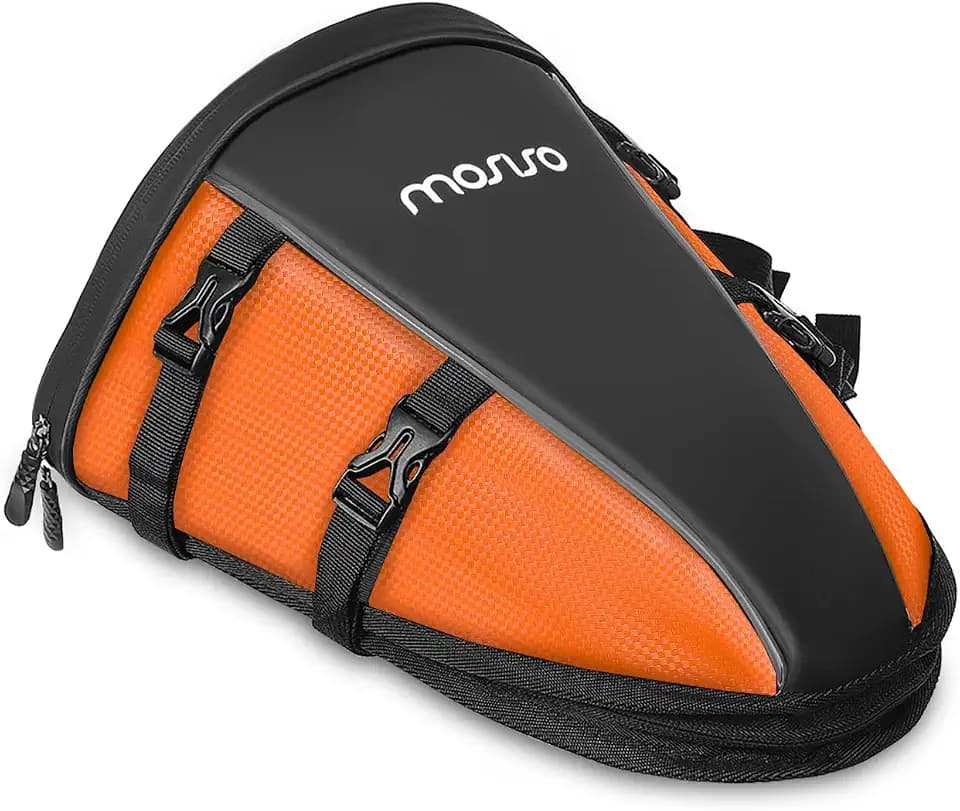 MOSISO Motorcycle Tail Bag Waterproof Polyester Storage Saddle Bag,Orange