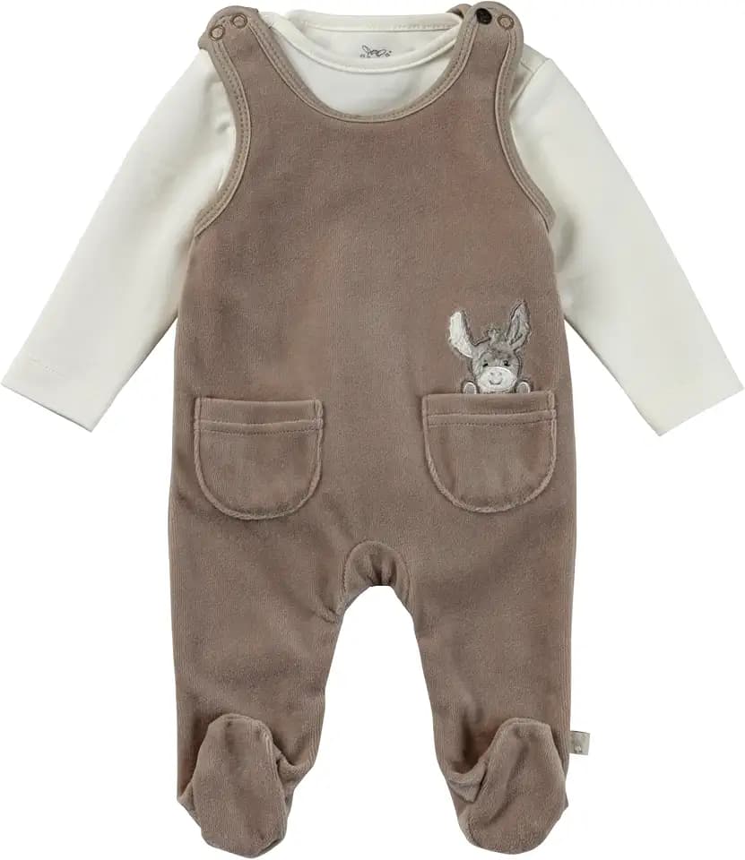 Sterntaler Strampler Set Emmi - Baby Strampler aus Nicki mit Esel Emmi Applikation - mit Langarm Shirt - Drucknöpfe im Schritt - bequemer Unisex Zweiteiler ab Geburt