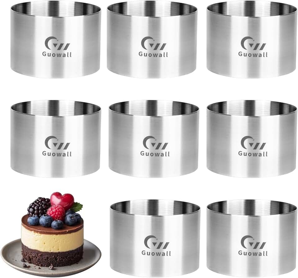 Dessertringe und Speiseringe Set, Edelstahl Backring für Kochen Backen Mousse (Kuchenringe Ø 7.6 cm, 8 Stück)