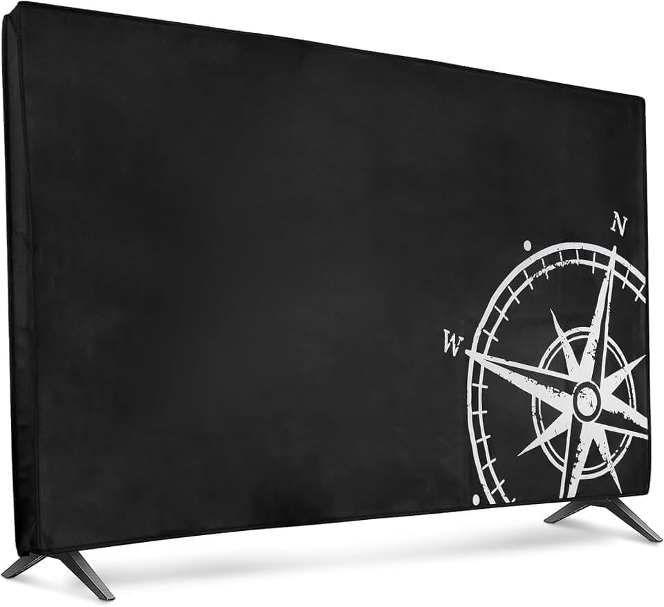 kwmobile 65" TV Abdeckung Indoor - Fernseher Hülle Bildschirmschutz Abdeckung - TV Bildschirm Staubschutzhülle - Fernsehabdeckung - Weiß Schwarz