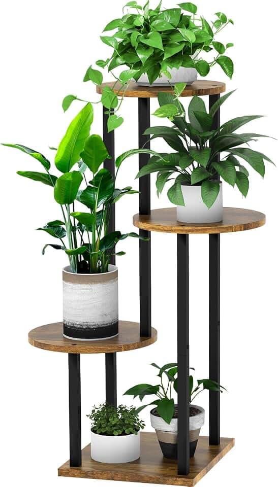 4 Tier Plant Stand Indoor Corner Tall Shelf for Multiple Plants