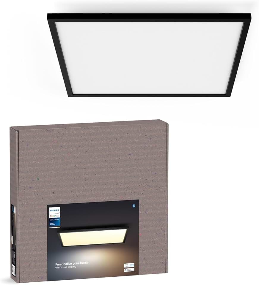 Philips Hue Aurelle LED Panelleuchte, 60 x 60 cm, Schwarz | White Ambiance, Wand- und Deckenleuchte für die Innenbeleuchtung, 4200 lm, Dimmbar, App- und Sprachsteuerung, Smart Home