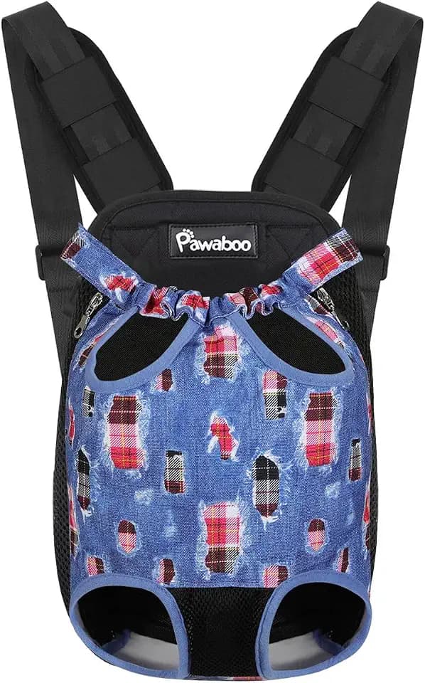 Pawaboo Pet Dog Carrier Backpack, Adjustable Pet Front Cat Dog Carrier Backpack Bag for Small Medium Dogs Cats Puppies, Legs Out, Easy-Fit for Traveling, XL, Denim Blue