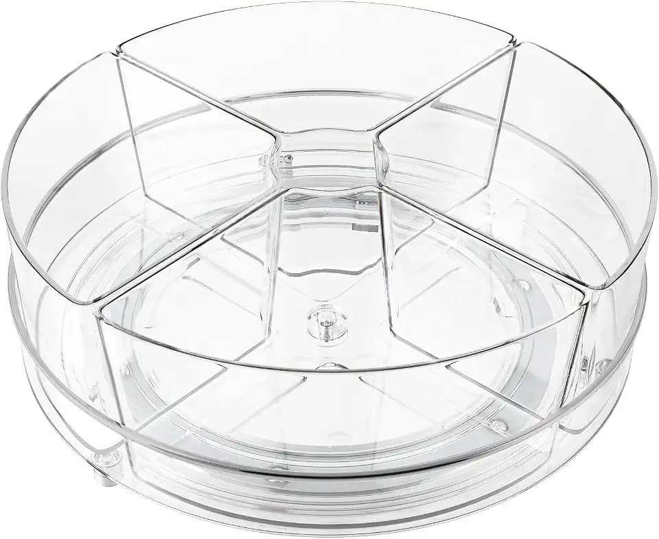 Lazy Susan Organizer, 9 inch Rotating Storage Organizer with Removable Bins