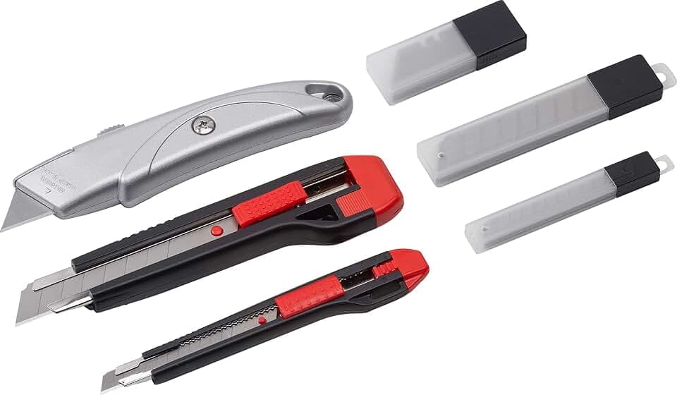 Universalmesser-Set 33-teilig - Universal- und Abbrechmesser (18 mm und 9 mm) - Mit Ersatzklingen - Zum Schneiden sämtlicher Materialien, Teppichmesser mit Trapezklinge, Cuttermesser, 8910190