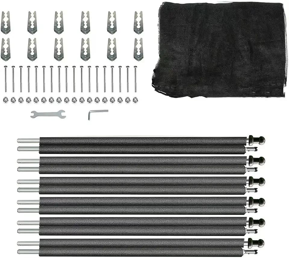Universal Trampoline Poles, Replacement Poles with Clamp and Hardware and Enclosure Pole Connecters and Screws and Bolts, Pole Caps Fits Most Trampoline