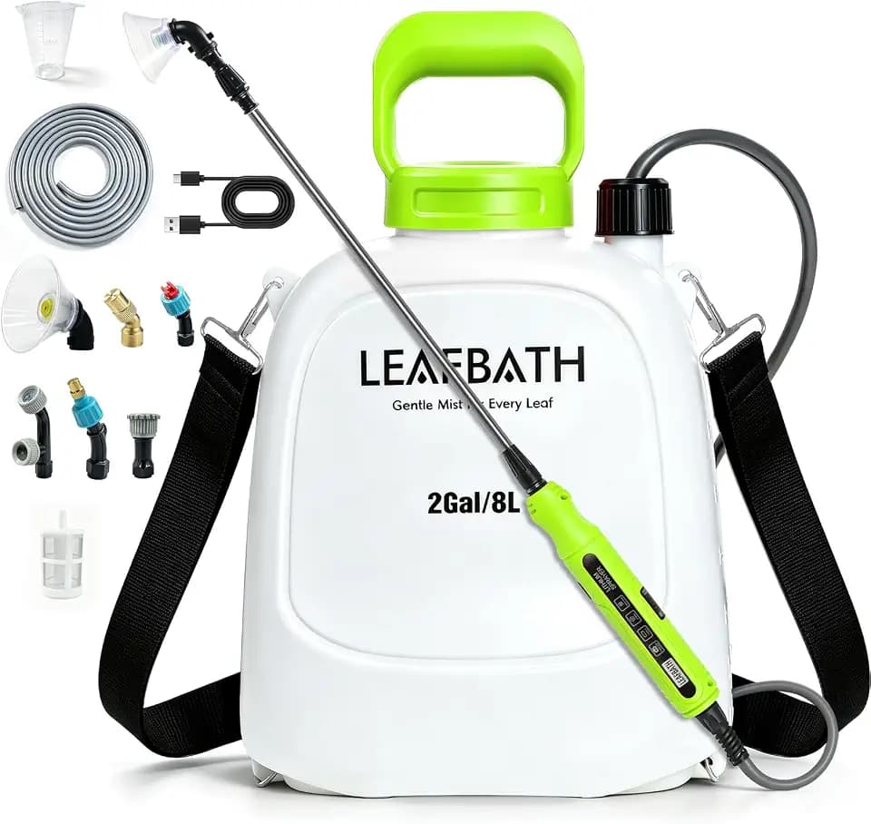 2 Gallon Battery Powered Backpack Sprayer - Rechargeable Electric Garden Sprayer, Comes with an Extra 10FT Hose, 2 Speed Modes, 6 Nozzles, Telescopic Wand, Backpack & Shoulder Sprayer for Lawn Yard