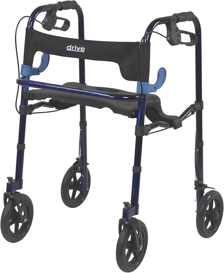 Drive Medical Clever Lite Deluxe Foldable Rollator Walker, Blue