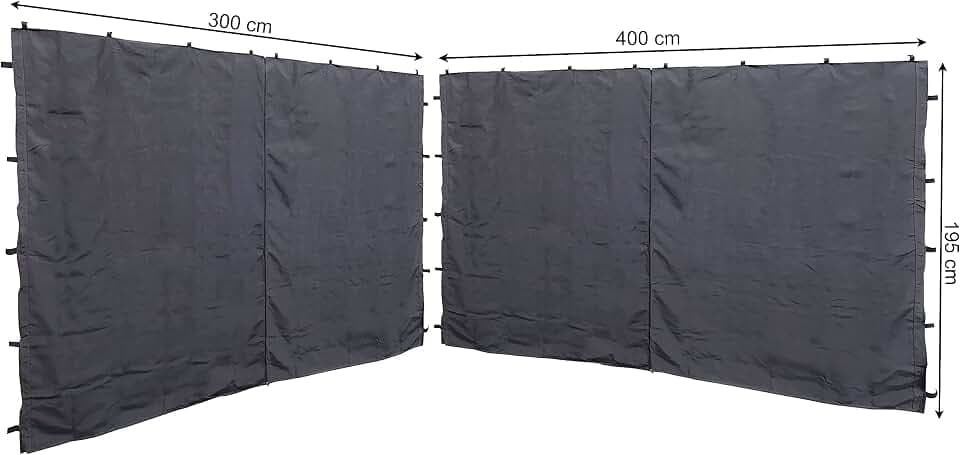 QUICK STAR 2 Seitenteile mit RV für Pavillon 3x4m Seitenwand Anthrazit RAL 7012