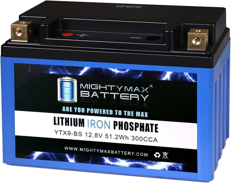 Mighty Max Battery YTX9-BS LIFEPO4-12 Volt 8 AH, 300 CCA, Lithium Iron Phosphate (LiFePO4) Battery