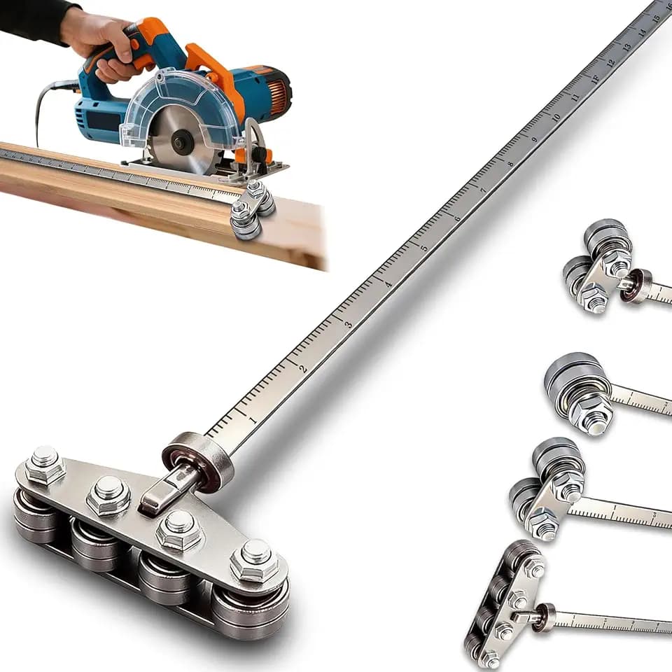 16in Positioning Calipers for Circular Saw, Stainless Steel Rip Cut Circular Saw Guide with 5 bearings, Adjustable Positioning Calipers for Precise Measurements & Easy Wood Cutting