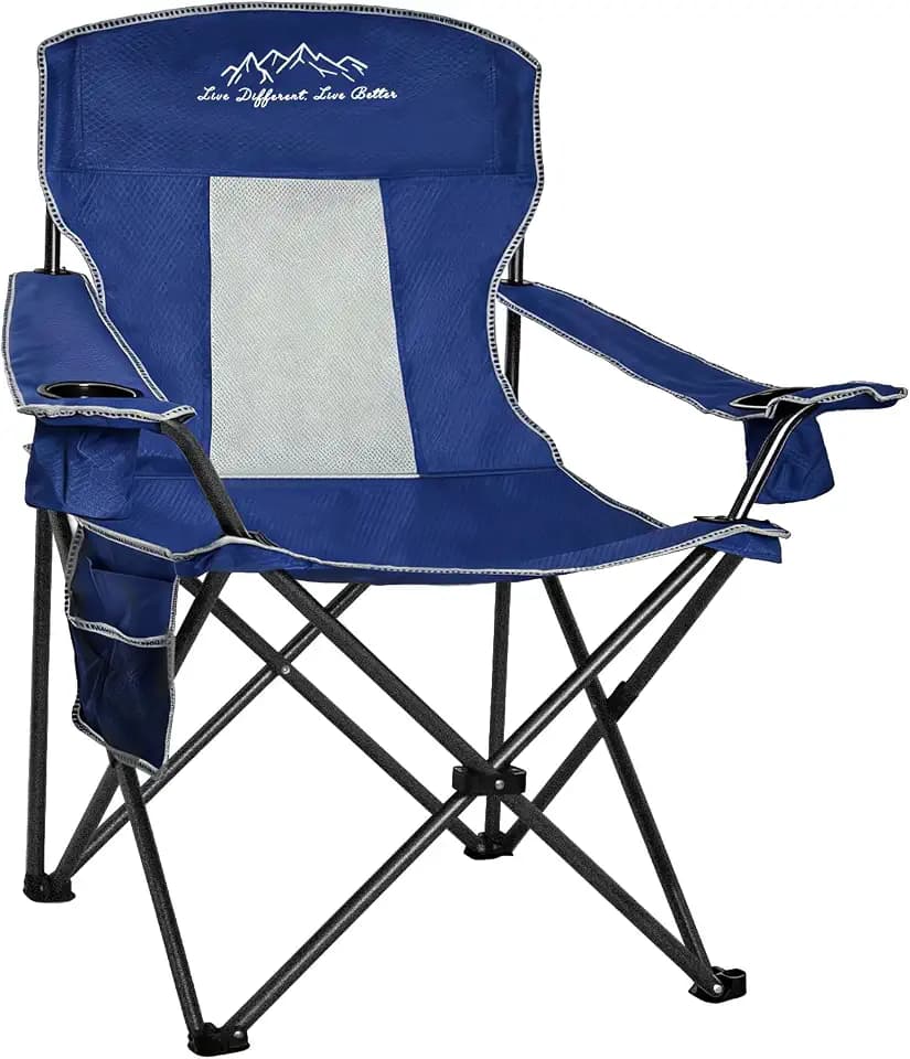 Portable Camping Chairs for Adults Mesh Folding Outdoor Camp Chair, Blue